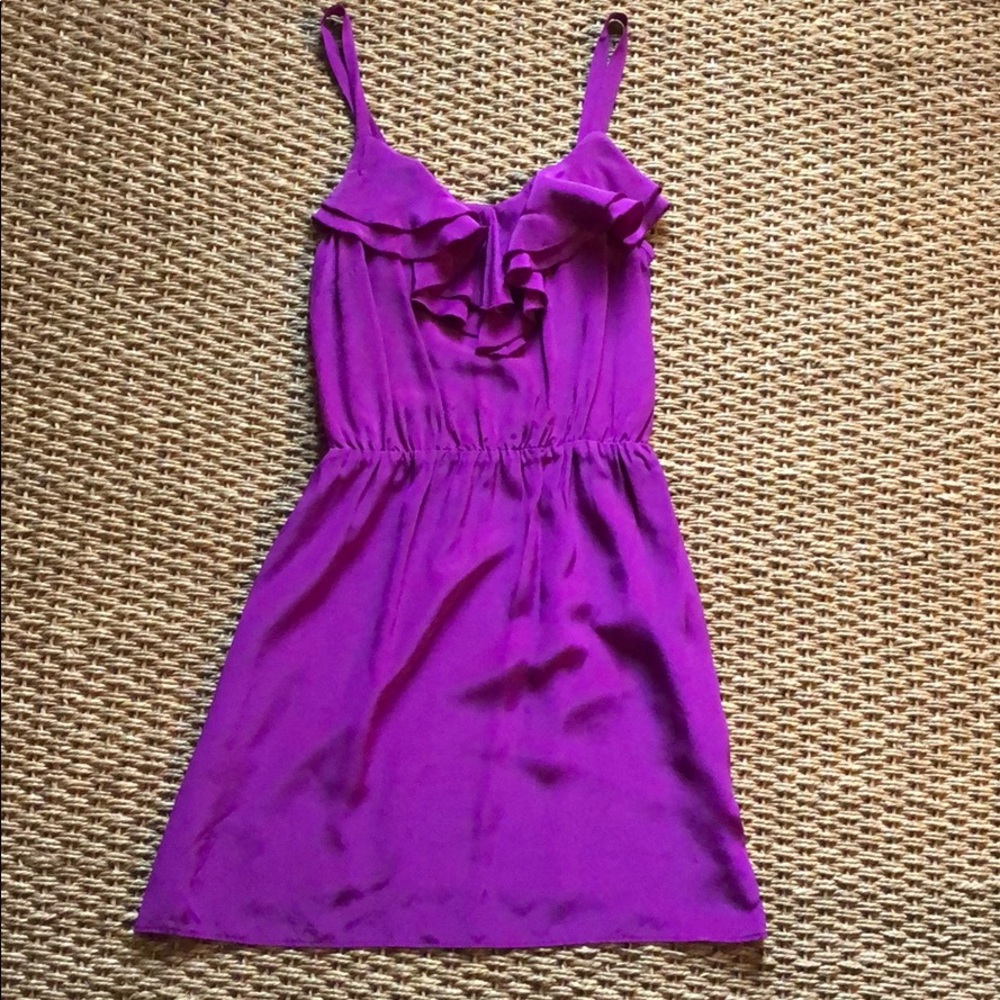Amanda Uprichard Purple Ruffle-Front Mini Dress